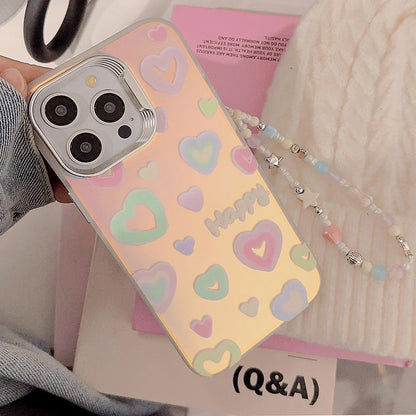 【立体ハートグリップ】パステルカラー キラキラ グリッターケース｜iPhone対応 #250504