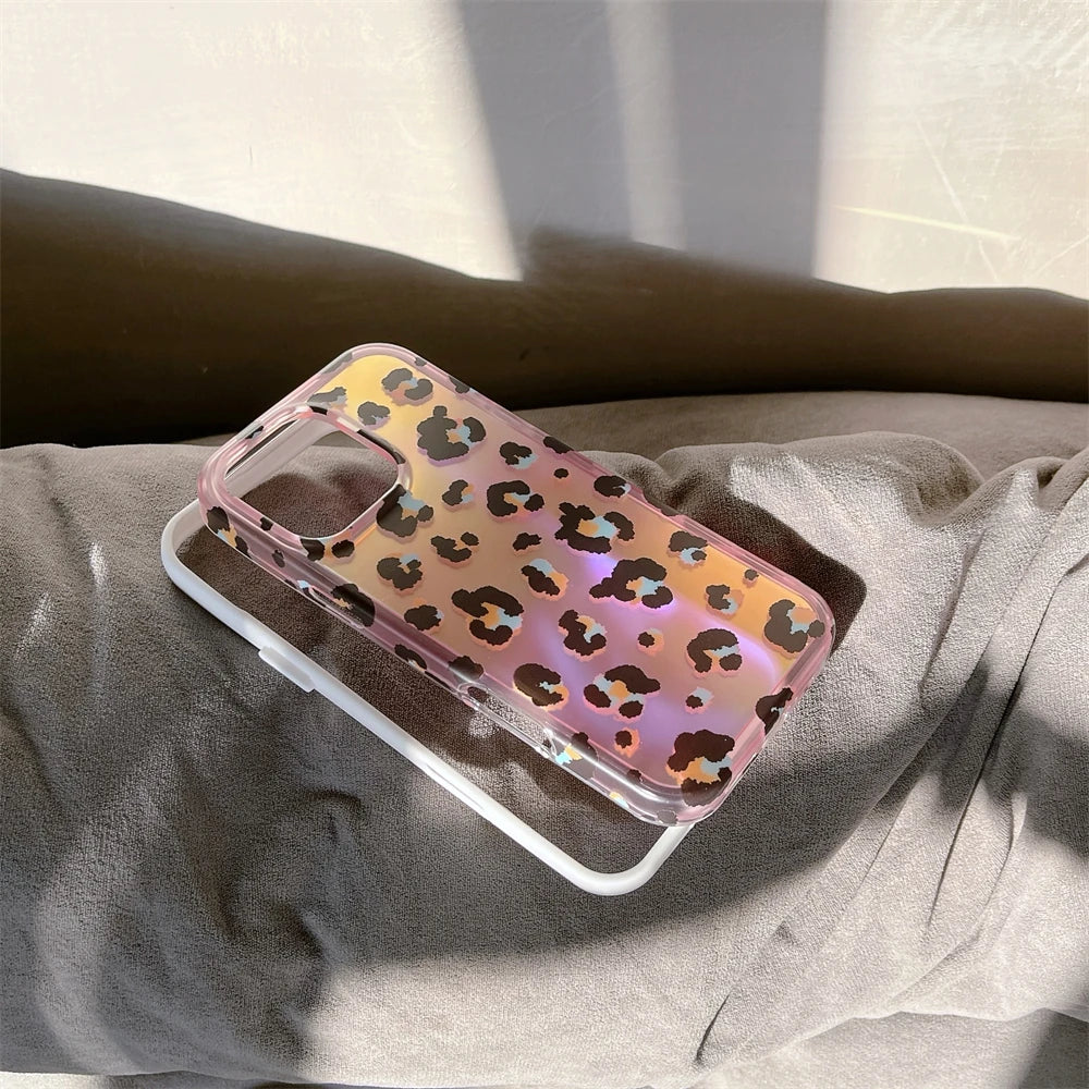 レオパードグラデーション iPhoneケース｜ヒョウ柄 オーロラカラー・トレンドデザイン #240317