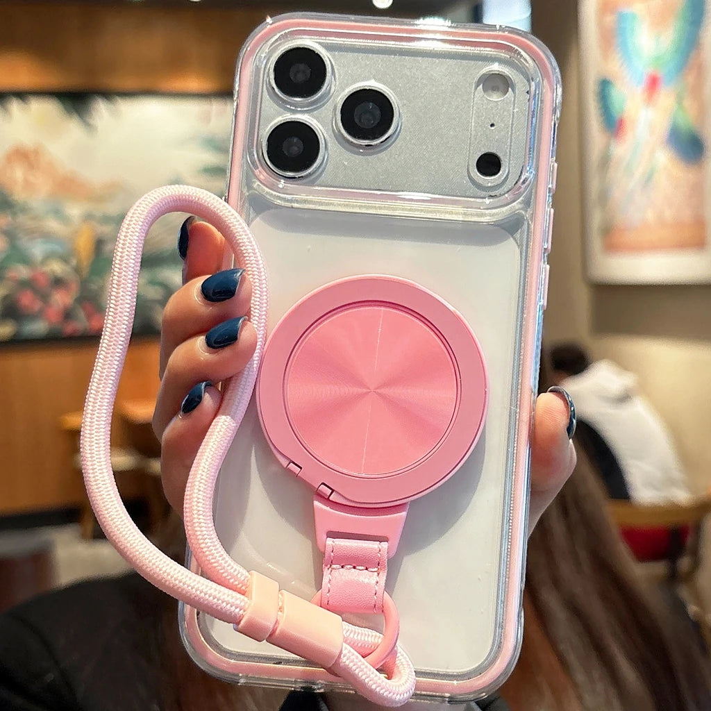 360度回転 リングスタンド クリア iPhoneケース｜ ストラップ付き ・落下防止 #231215