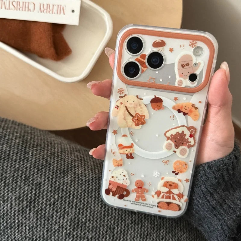雪んこくまさん ベア スイーツ イラスト グリップ付き Magnet内蔵 iPhoneケース #240502