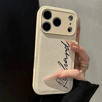 【カスタムNAMEネーム】筆記体 名入れレザーケース｜iPhone対応 #240818