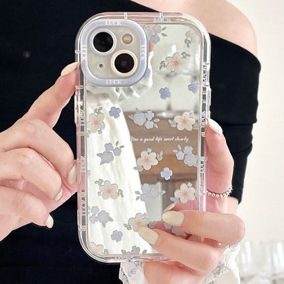 【ミラーデザイン】パープルフラワー 小花柄 デザイン スマホケース｜iPhone対応 #250626