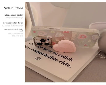 【立体ハートグリップ】パステルカラー キラキラ グリッターケース｜iPhone対応 #250504