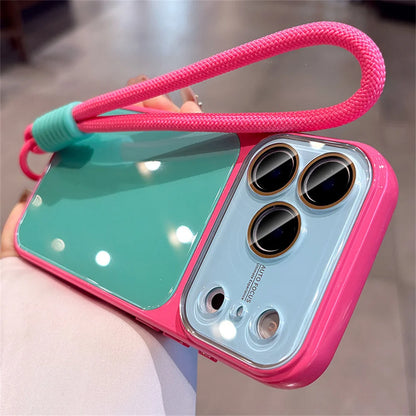 コントラストカラー ストラップ付き 光沢 iPhoneケース（耐衝撃 / カメラ保護）#261077