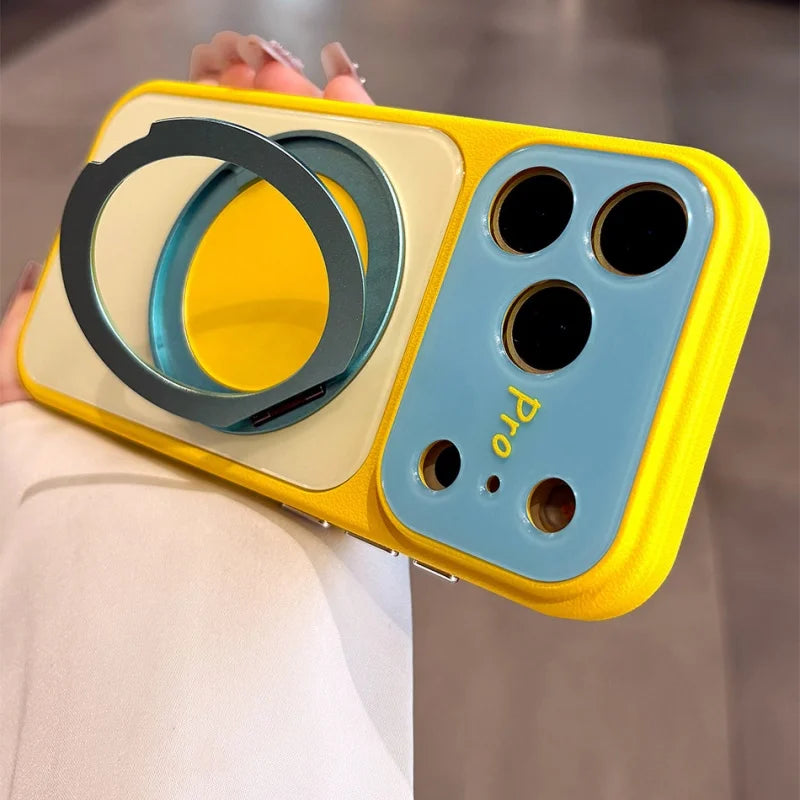 【バイカラー】リングスタンド Magnet内蔵 iPhoneケース｜ドーパミンカラー・韓国っぽ PCA #261281