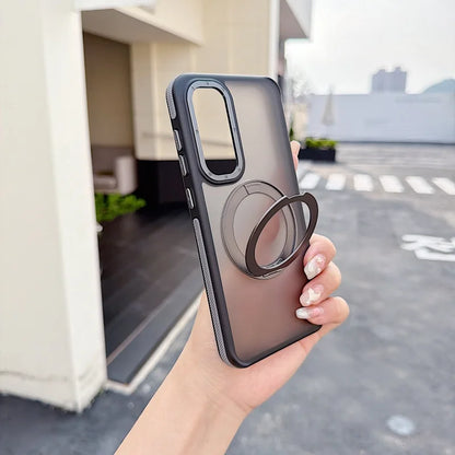 【Galaxy対応】強力マグネット搭載 ショルダーストラップ付 耐衝撃 マットクリアケース #261096