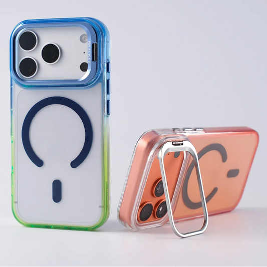 【グラデーションフレーム】 ワンタッチスタンド クリア スマホケース｜iPhone対応 #240902