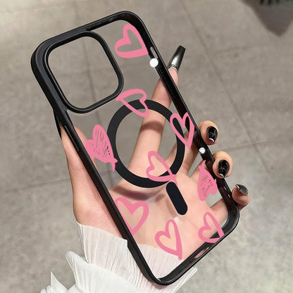 ハートドローイング クリア iPhoneケース｜Magnet内蔵 ソフトTPU #240222