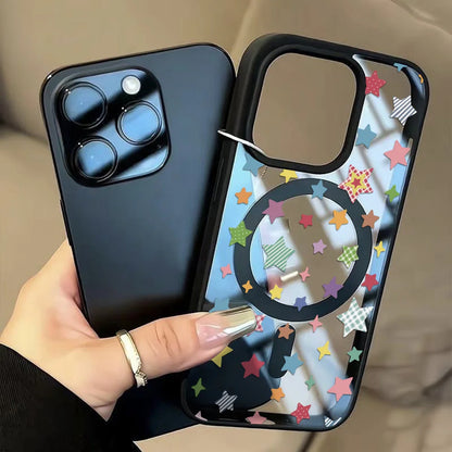 ポップスター カラフル 星柄  Magnet内蔵 クリア iPhoneケース #240224