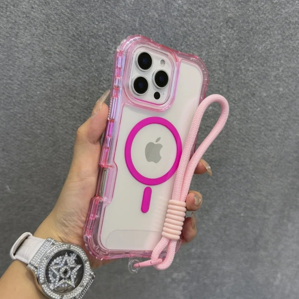ネオンストラップ付き iPhoneケース｜クリアケース・Magnet内蔵・ショルダーストラップ付き #230803
