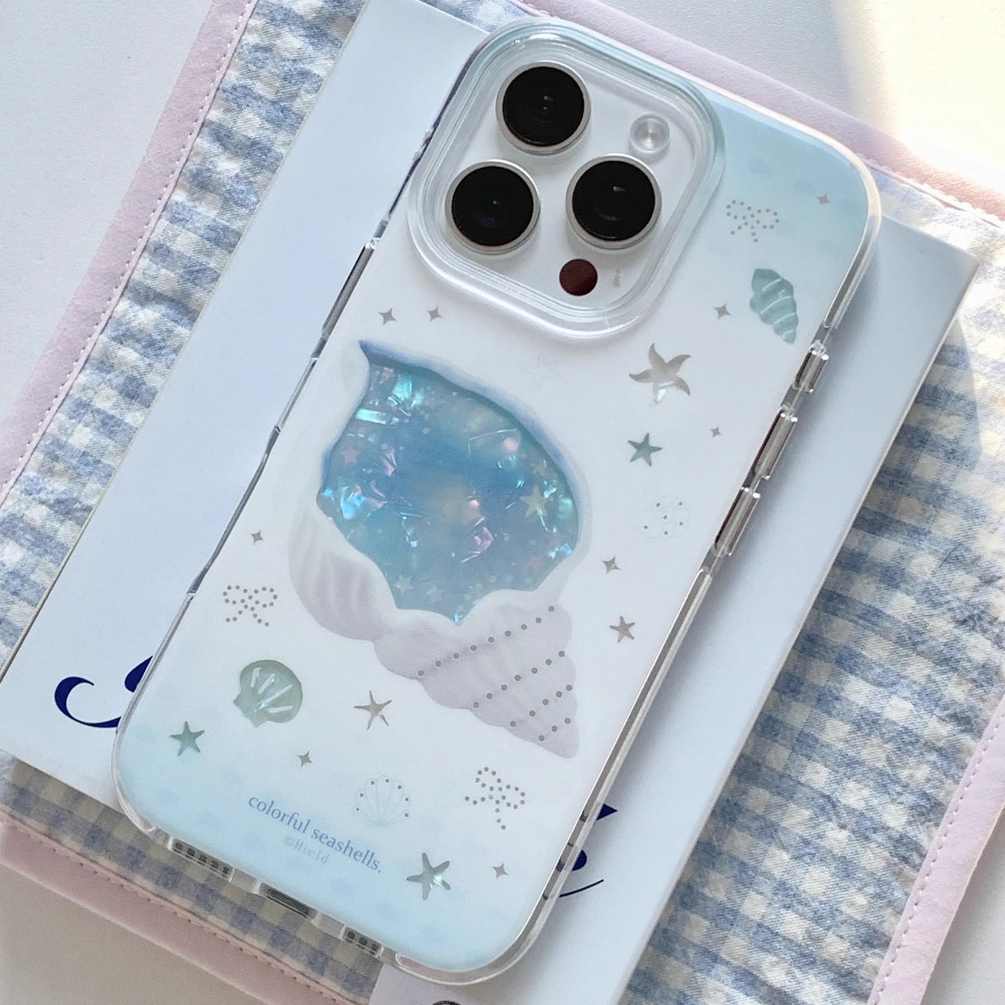 【貝殻モチーフ】シェルストーン オーロラ  iPhoneケース スター #230826