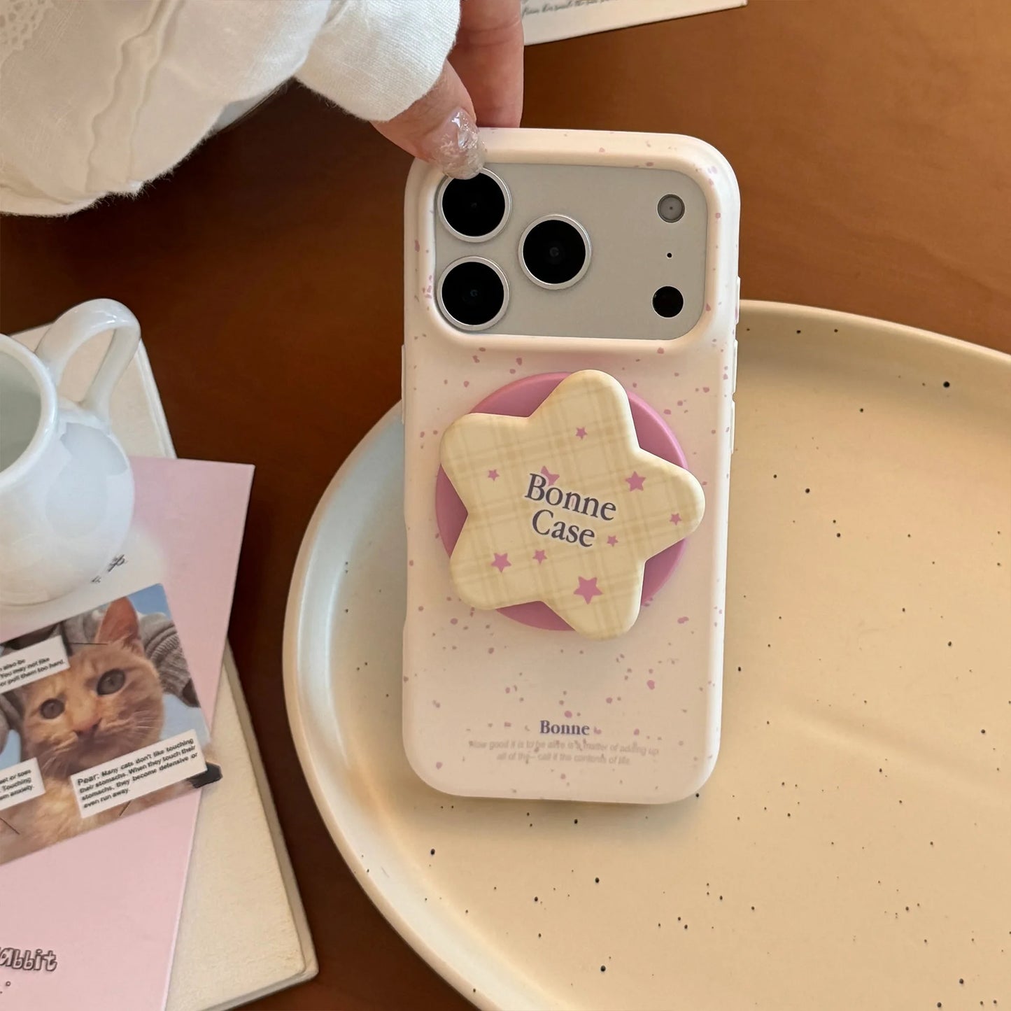 スターグリップ 淡色 iPhoneケース｜韓国ポップ・チェック柄・パステルカラー #230902