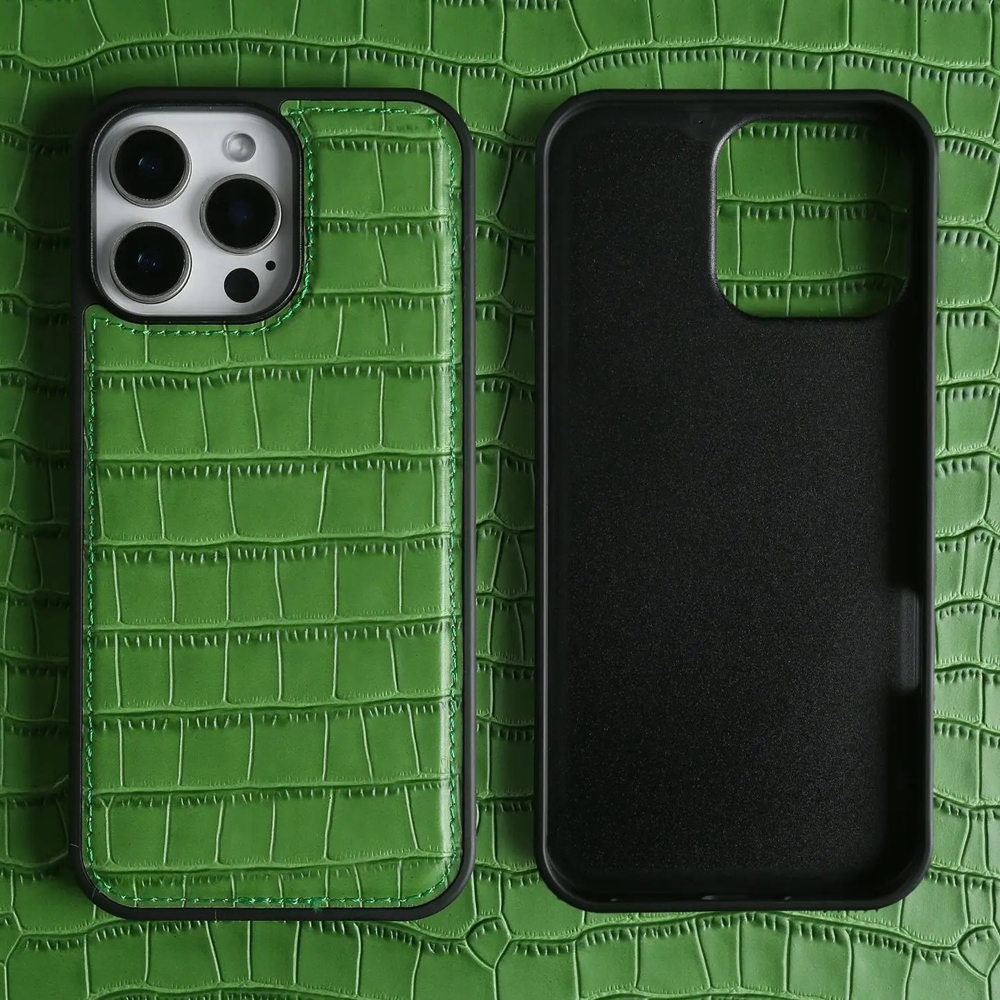 【本革シリーズ】クロコ型押し 本革プレミアムケース｜iPhone対応 #240920