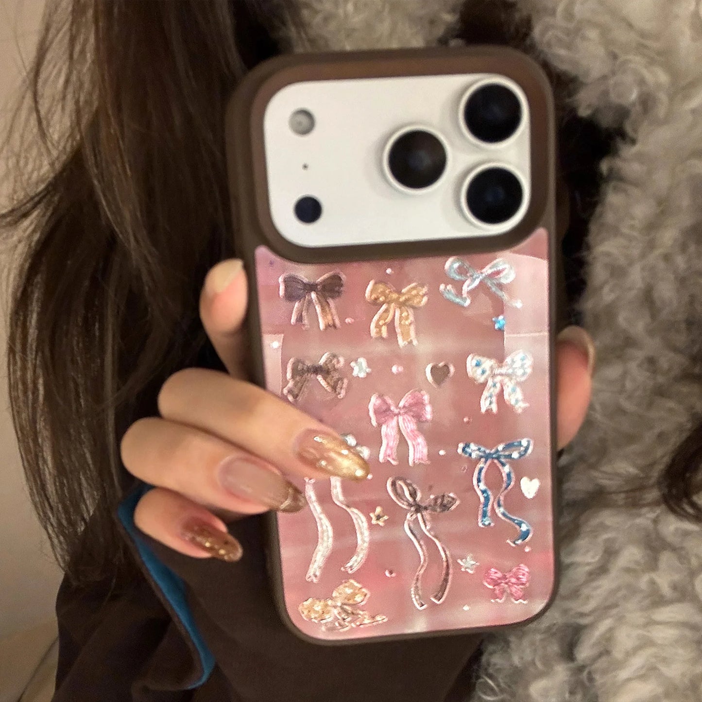 カラフルリボン 総柄 iPhoneケース｜グロッシーデザイン #240514