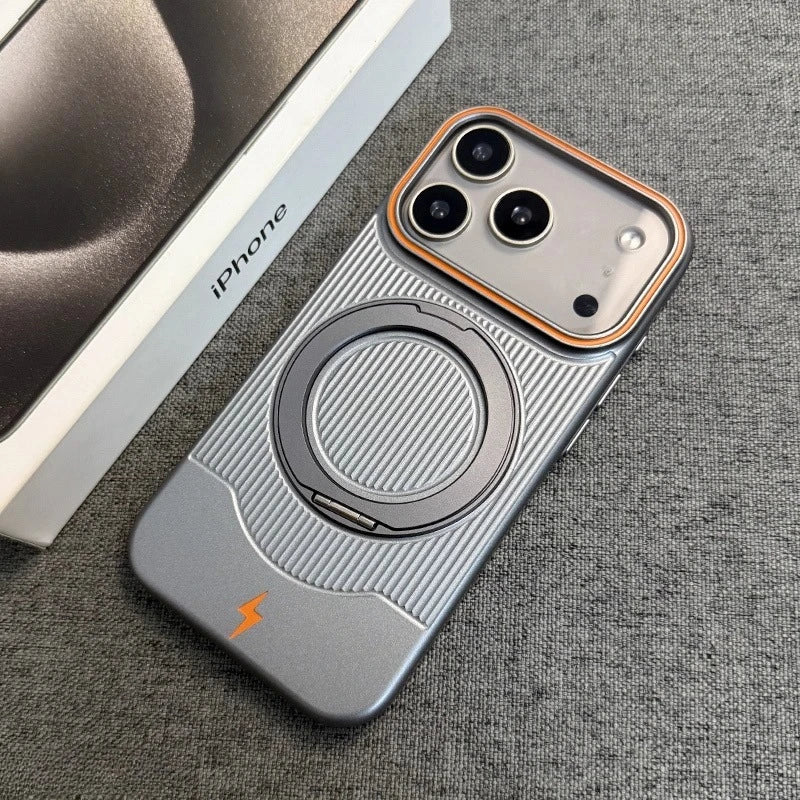 【Magsafe対応】耐衝撃 マット 超薄型 回転式メタルリングスタンド スマホケース｜iPhone対応 #250306
