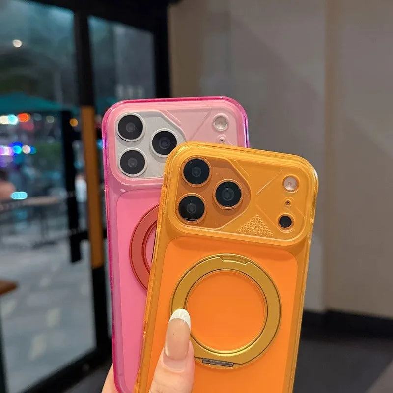 【ビビッドカラー】半透明 リングスタンド Magnet内蔵 iPhoneケース｜マット・ネオンカラー PCA #261282　