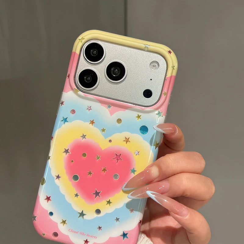 グラデーション ハート 星柄 レモネード iPhoneケース｜フェアリー・ポップ風 #261008