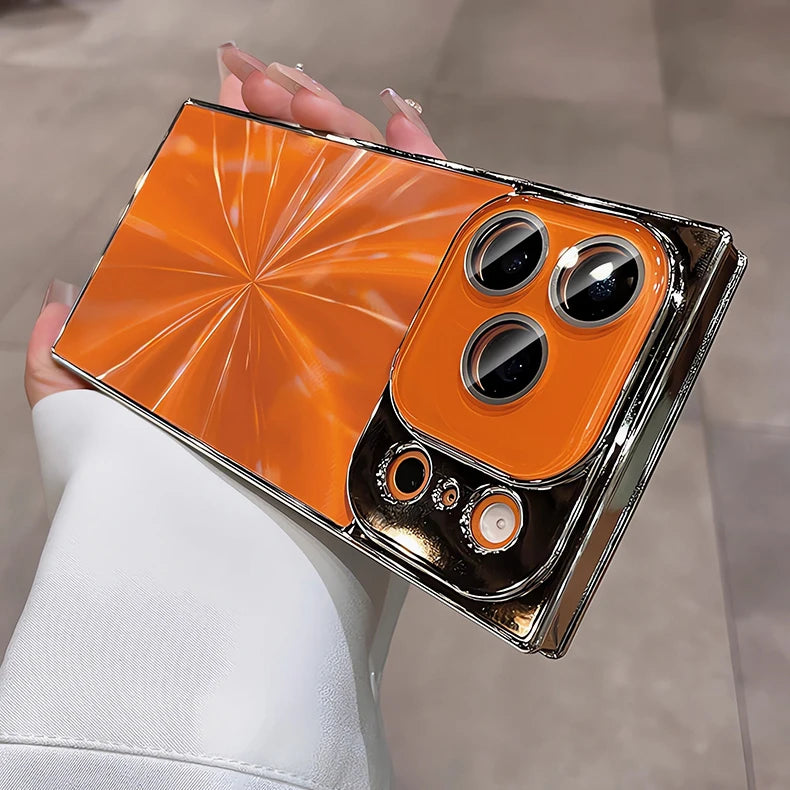 スクエアシリーズ メタリックデザイン iPhoneケース｜シャープライン・ミラー風仕上げ #240408