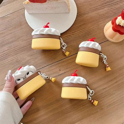 【Air Podsケース】プリンモチーフ チャーム付き｜レトロ・スイーツ・韓国風 #261056