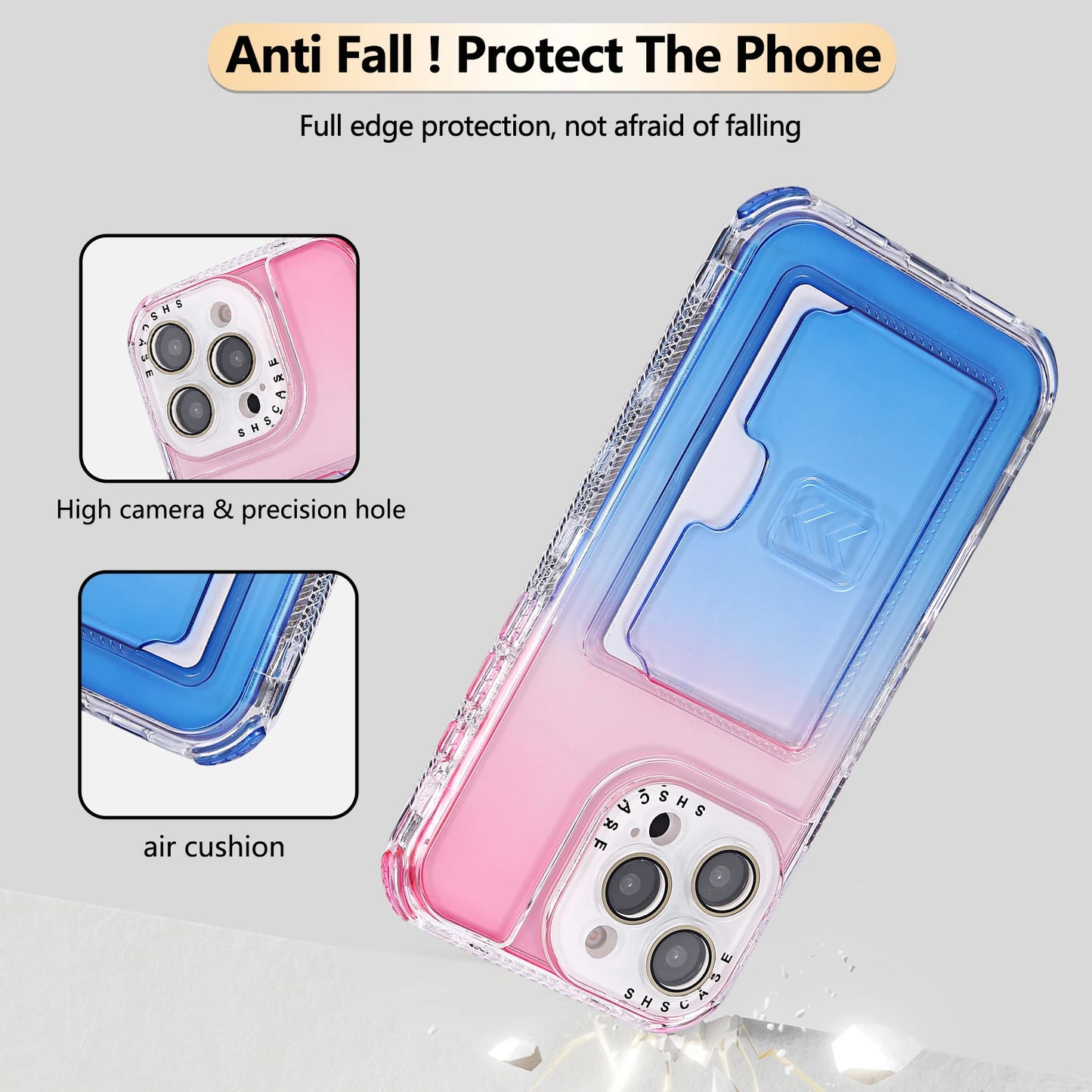 【グラデーションシリーズ】キラキラ透明感 グラデーションカラー カード収納付き スマホケース｜iPhone対応 #251022