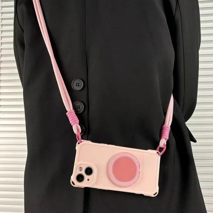 2WAYストラップ付き iPhoneケース おしゃれ リングスタンド #261127