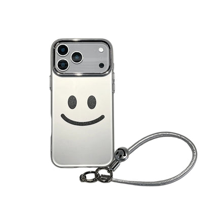 【スマイルシルバーストラップ】ニコちゃん × メタリックエッジ スマホケース｜iPhone対応 #250207