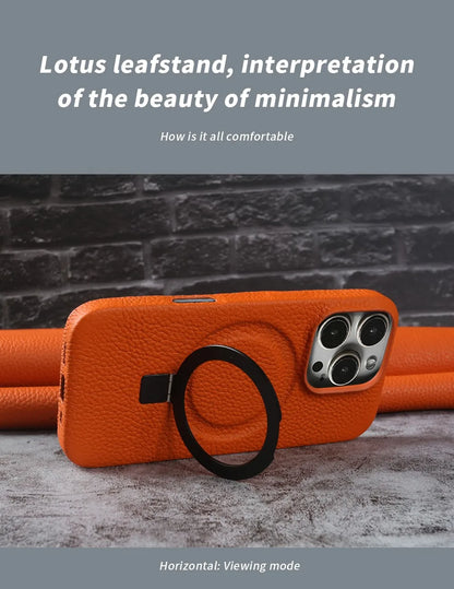 【本革シリーズ】折りたたみ スタンドリング付き レザースマホケース｜iPhone対応 #241013