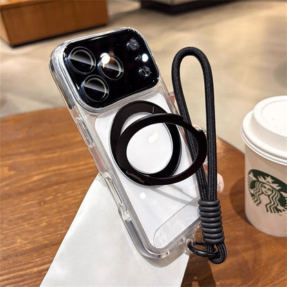 【折りたたみリングスタンド付き】クリア × カラーバンパー ストラップ付き スマホケース｜iPhone対応 #241218