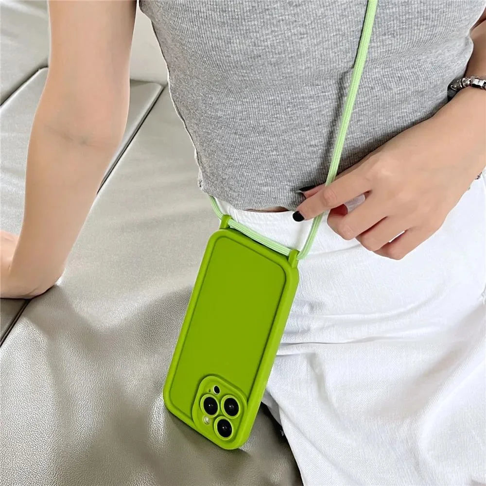 【シンプルシリーズ】無地ショルダーストラップ付き おしゃれ肩掛け スマホケース｜iPhone対応 #250901