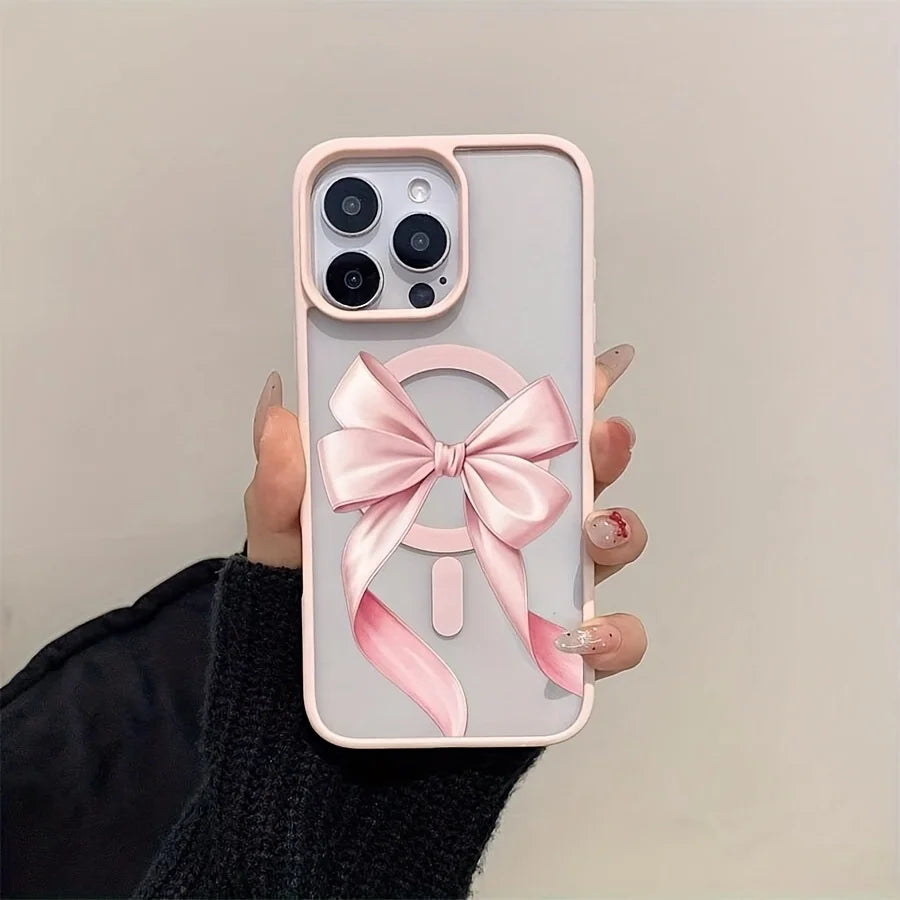 Magnet内蔵 リボンデザイン クリア iPhoneケース #260307