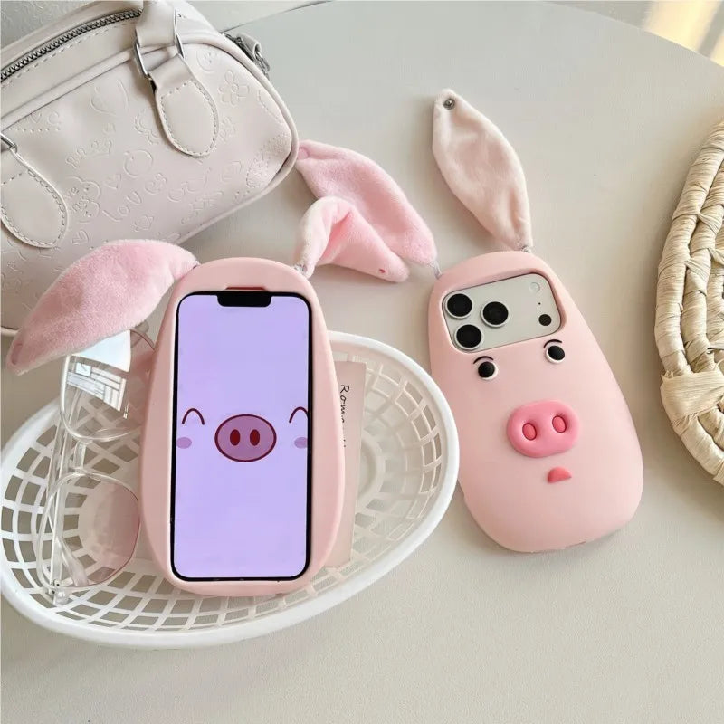 PIG フェイス 耳付き ブタ iPhoneケース｜3D 立体モチーフ #240315