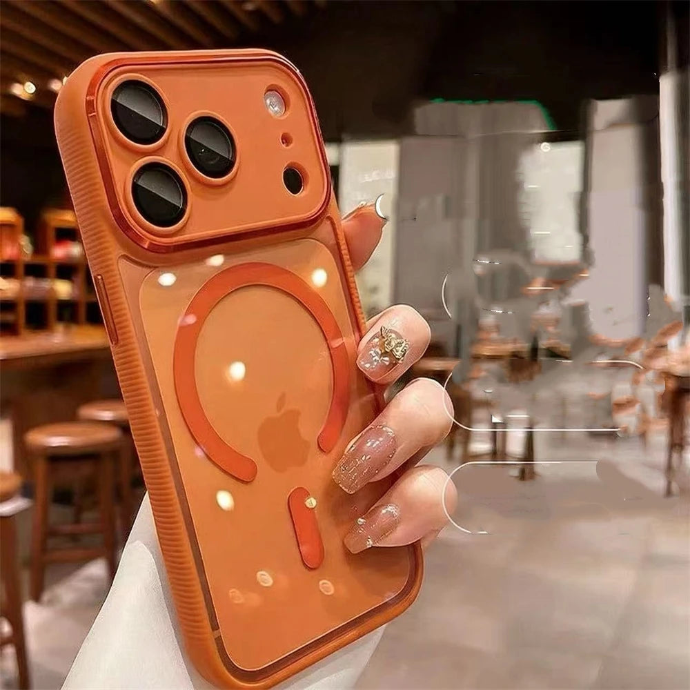 Magnet内蔵 クリア×ニュアンスカラー バンパー iPhoneケース｜シンプル・上品デザイン #231124