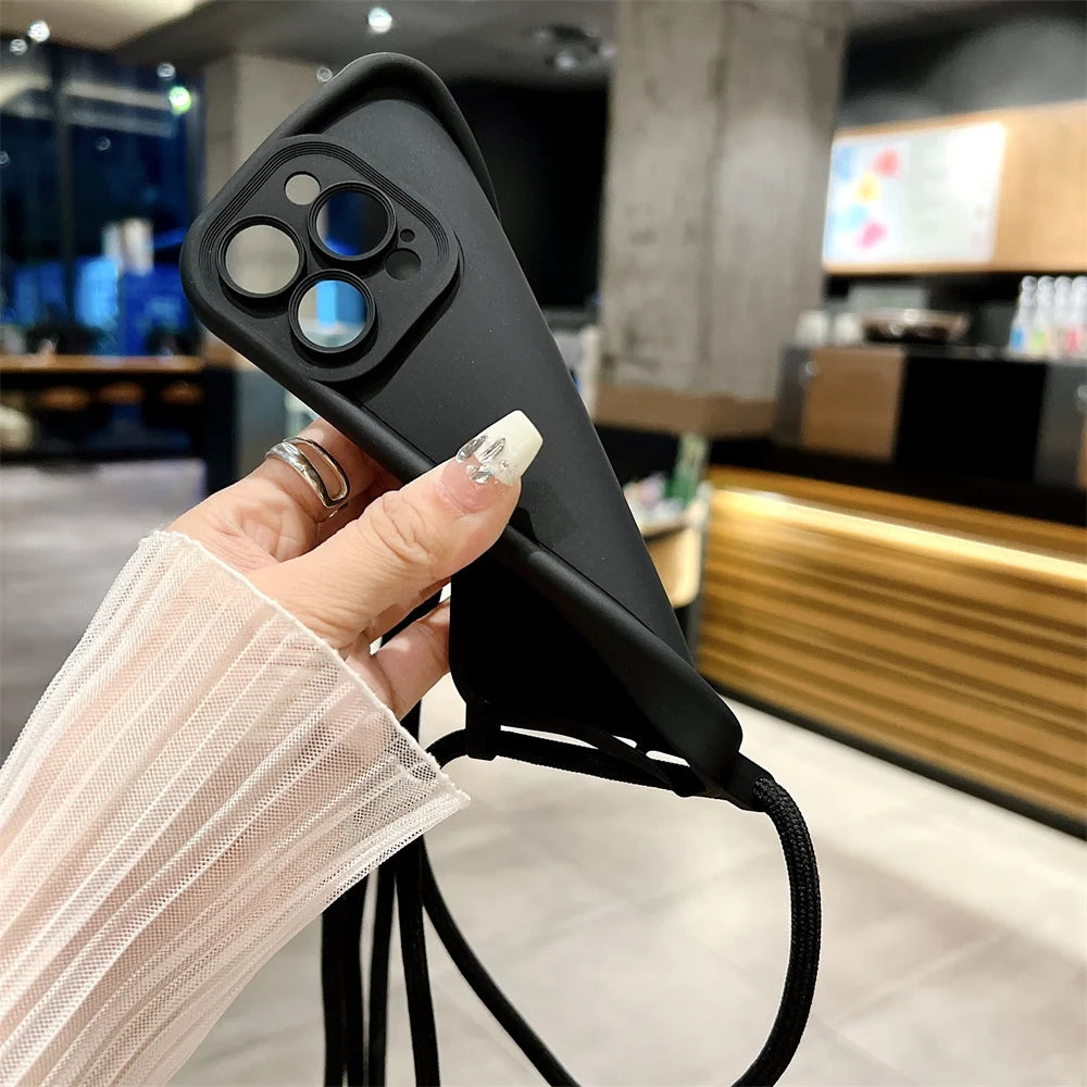 【シンプルシリーズ】無地ショルダーストラップ付き おしゃれ肩掛け スマホケース｜iPhone対応 #250901