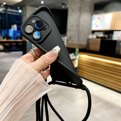 【シンプルシリーズ】無地ショルダーストラップ付き おしゃれ肩掛け スマホケース｜iPhone対応 #250901