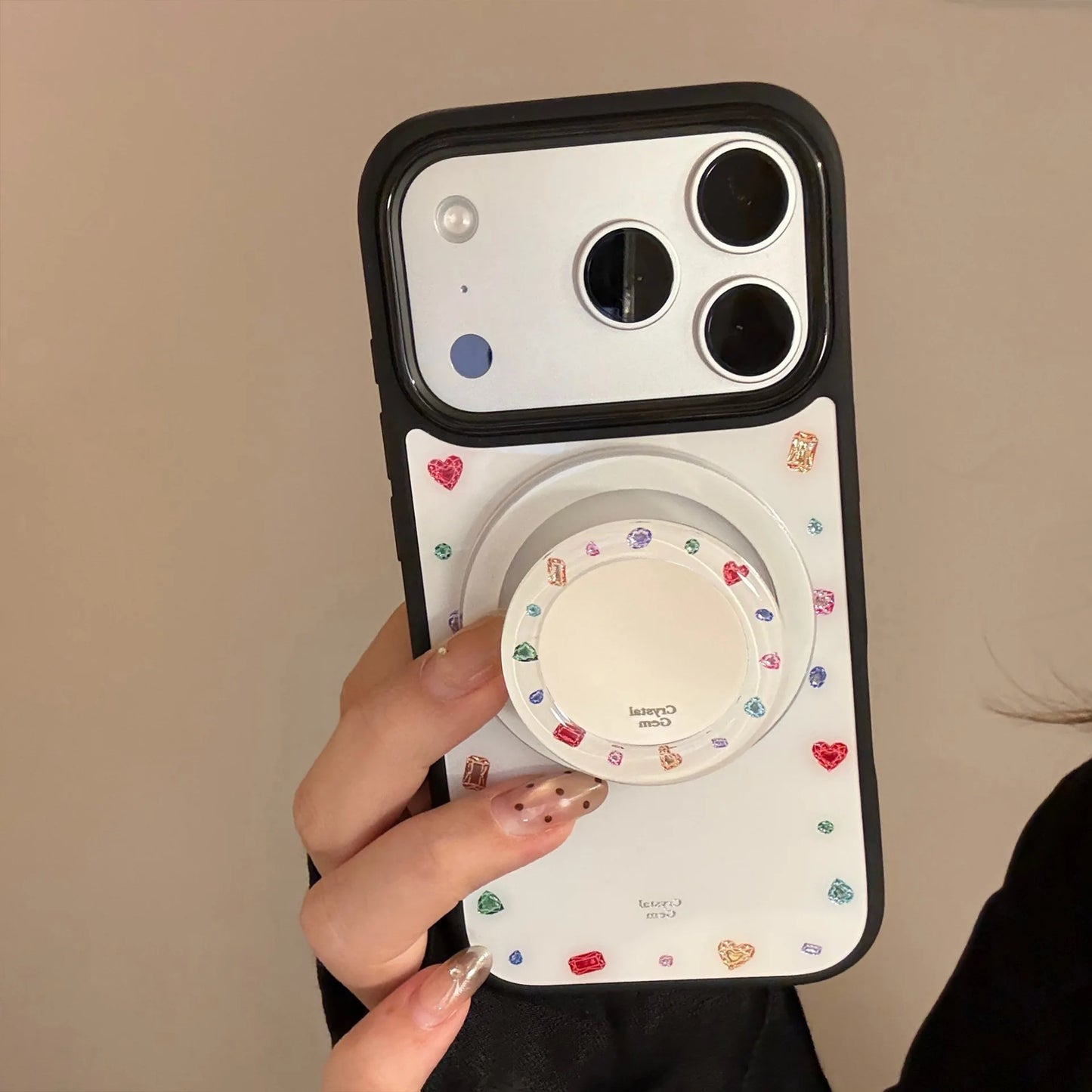 【ジュエルドット】iPhoneケース Magnetグリップ付き ｜キラキラ・上品ガーリー #231022