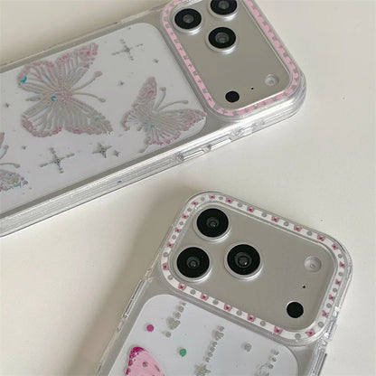【金箔蝶柄】バタフライ グリッター iPhoneケース｜韓国Y2K・蝶モチーフ・キラキラデザイン #230822