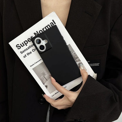 ミニマルスクエア iPhoneケース｜マットブラック・シンプルデザイン #231219