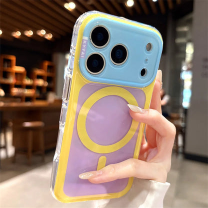 キャンディカラー バイカラーフレーム Magnet内蔵 クリア iPhoneケース｜ポップ・爽やか #260059