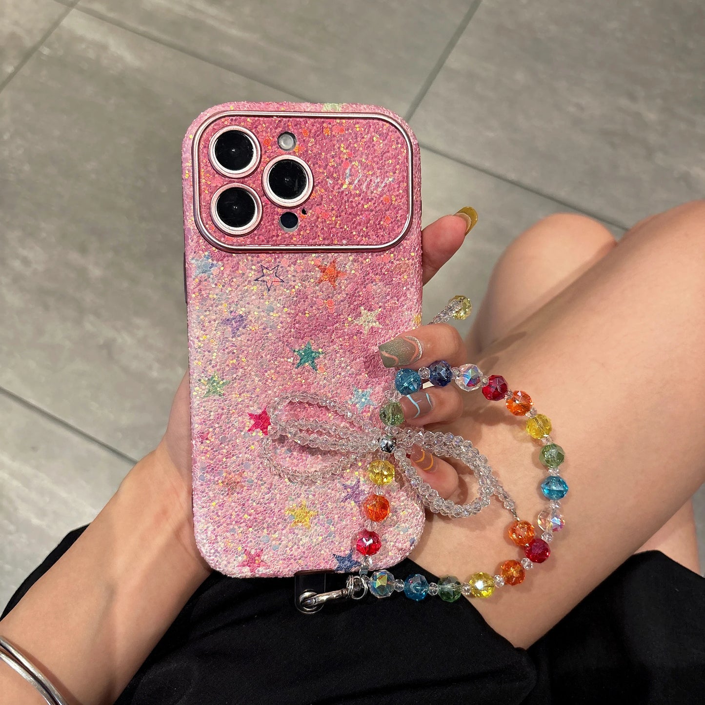 【グリッターシリーズ】 スターラメ ピンク グリッターケース｜iPhone対応 #240905