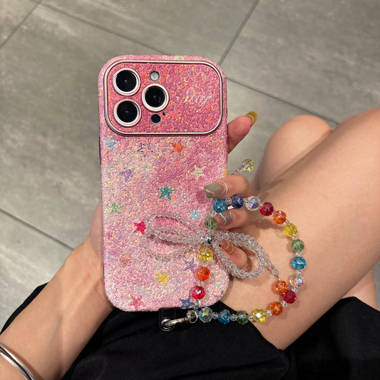 【グリッターシリーズ】 スターラメ ピンク グリッターケース｜iPhone対応 #240905