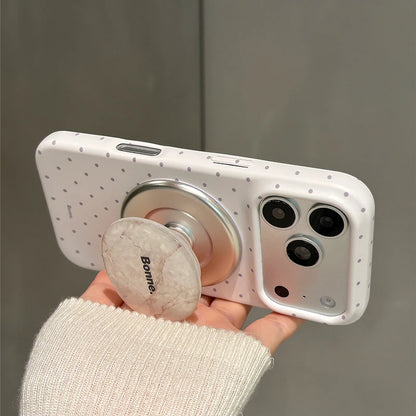 ドット柄 マグネット内蔵iPhoneケース ケースのみ/グリップのみ/セット選択可 (全2色) ガーリー・ニュアンス #261193