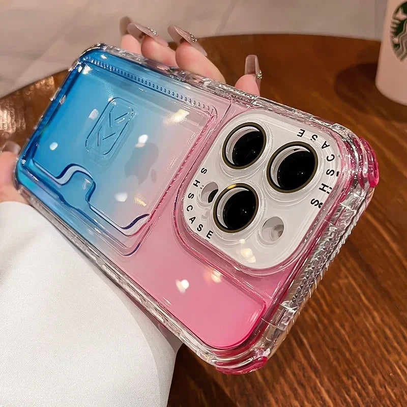 【グラデーションシリーズ】キラキラ透明感 グラデーションカラー カード収納付き スマホケース｜iPhone対応 #251022