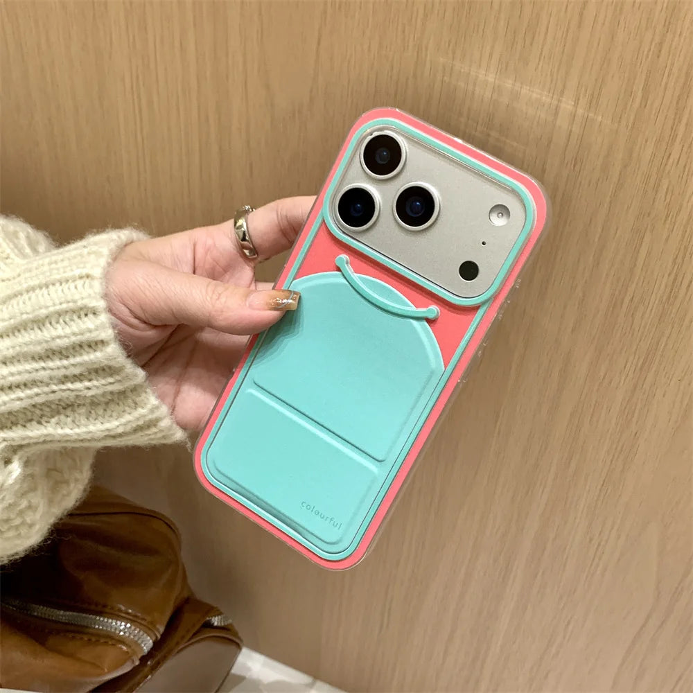 【折りたたみスタンド 】カラフルバイカラー スマホケース｜iPhone対応 #240621