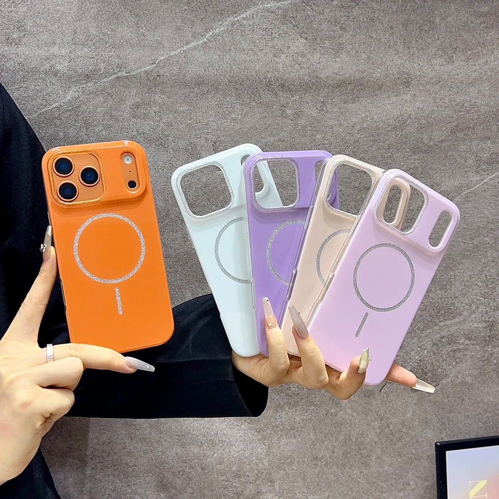 【Magnet内蔵】パステルグリッターサークル ツヤかわスマホケース｜iPhone対応 #241021