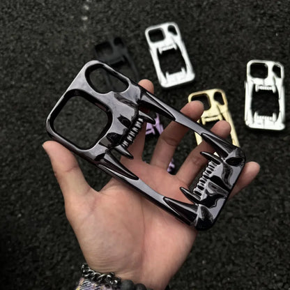 【メタリックファング】立体キバ × ミラーメタル スマホケース｜iPhone対応 #240812