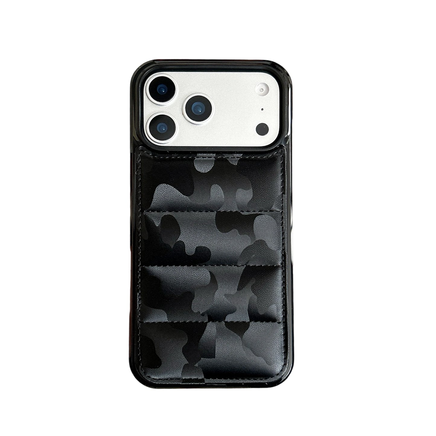 カモフラ柄 ダウンジャケット風 キルティング iPhoneケース #240308