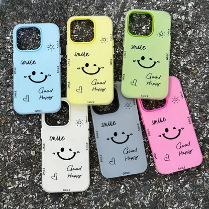 【ニコちゃんシリーズ】スマイル フェイス iPhoneケース｜シンプルマットカラー #260225