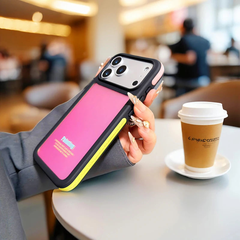 【ネオン メタリック カラー】ラバーフレーム スマホケース｜iPhone対応 #250128
