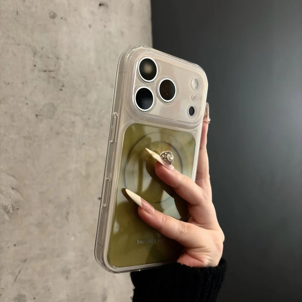 ツートンカラー マグネット内蔵iPhoneケース (全8色) クリア・配色デザイン #261236