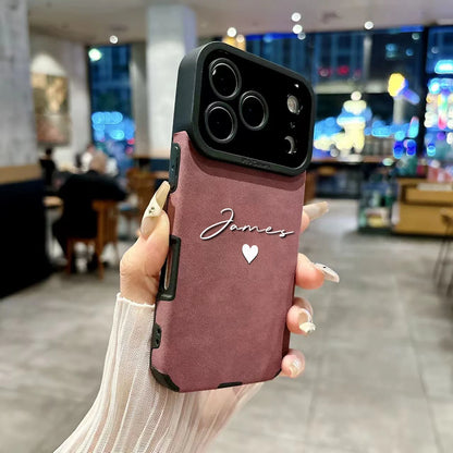 【カスタムシリーズ】マットレザー調 高級感 名入れ スマホケース ｜iPhone対応 #240713